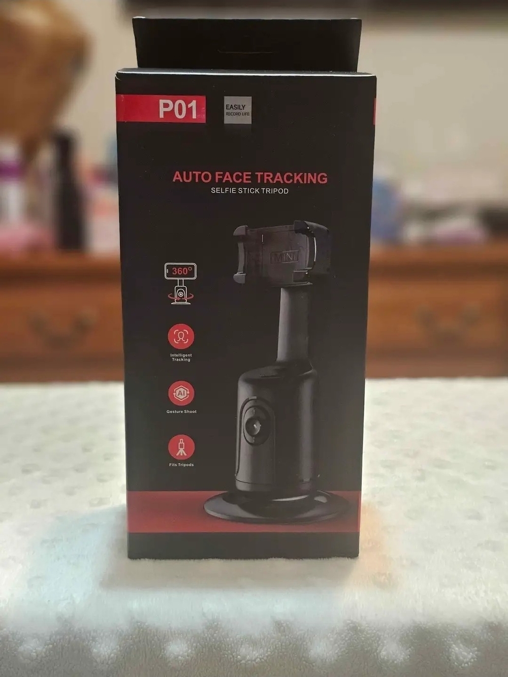 Auto Face Tracking Selfie Stick Tripod P01 - Black